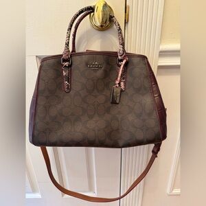 Coach Margot Caryall Satchel w/ Leather & Snakeskin Embossed Trim